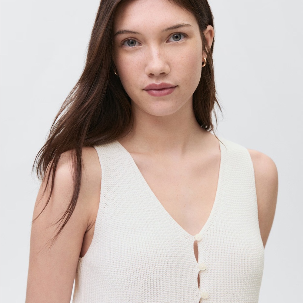 Mango knit Sleeveless button Top fits s/xs - Picture 6 of 7